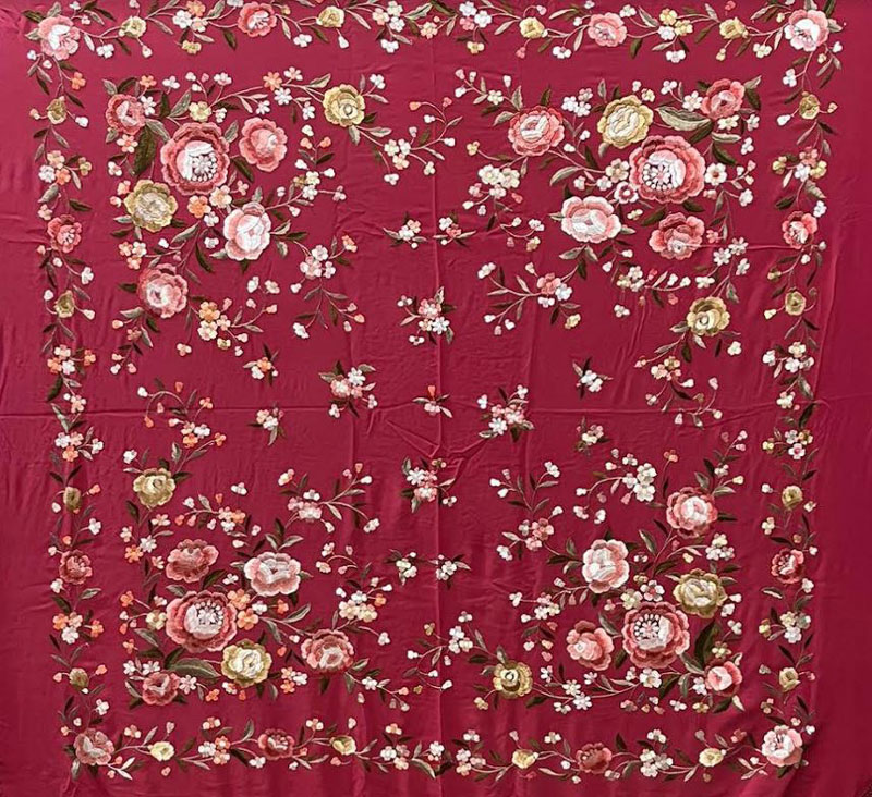 【ギフト】 手刺繍のシルクショール、フリンジも同色 FlamencoExport | 小物